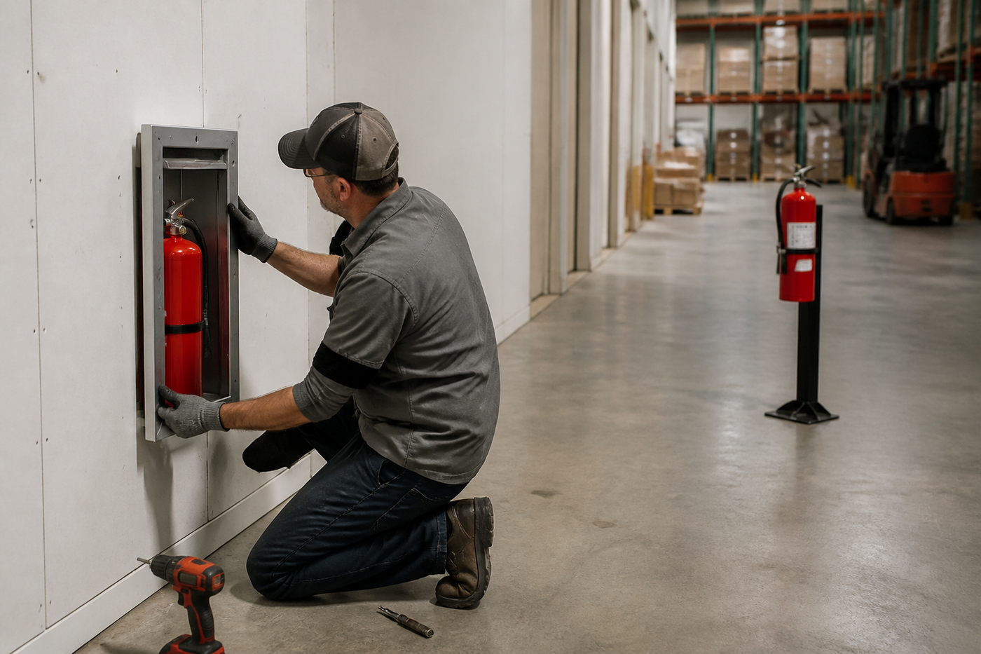 Wall mounted vs freestanding fire extinguisher cabinet which saves more floor space