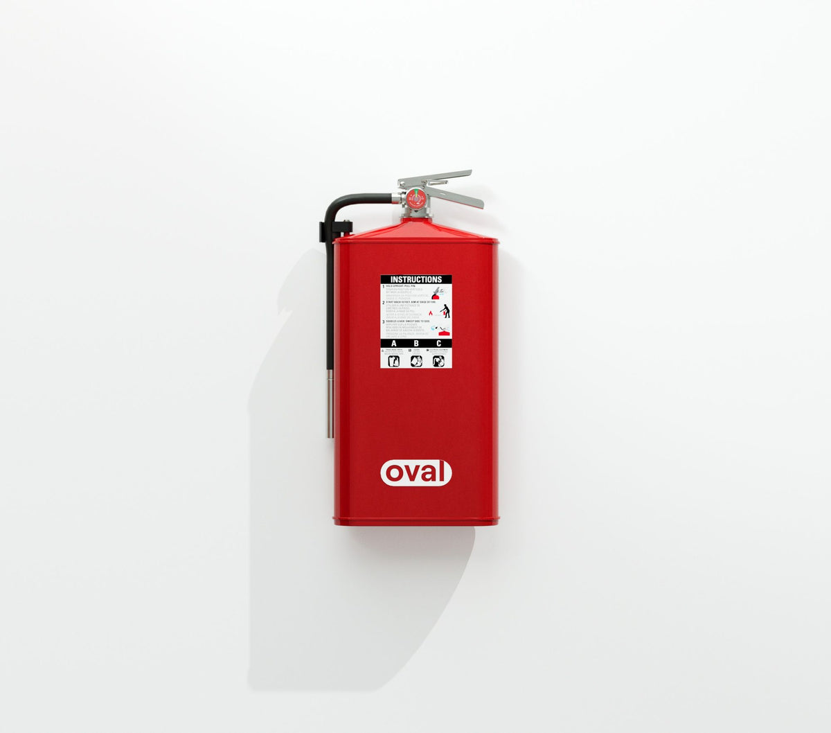 Oval 10J-ABC Dry Chemical Fire Extinguisher on wall hook