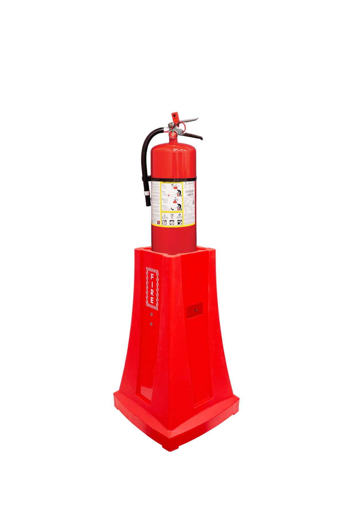 Red fire extinguisher stand