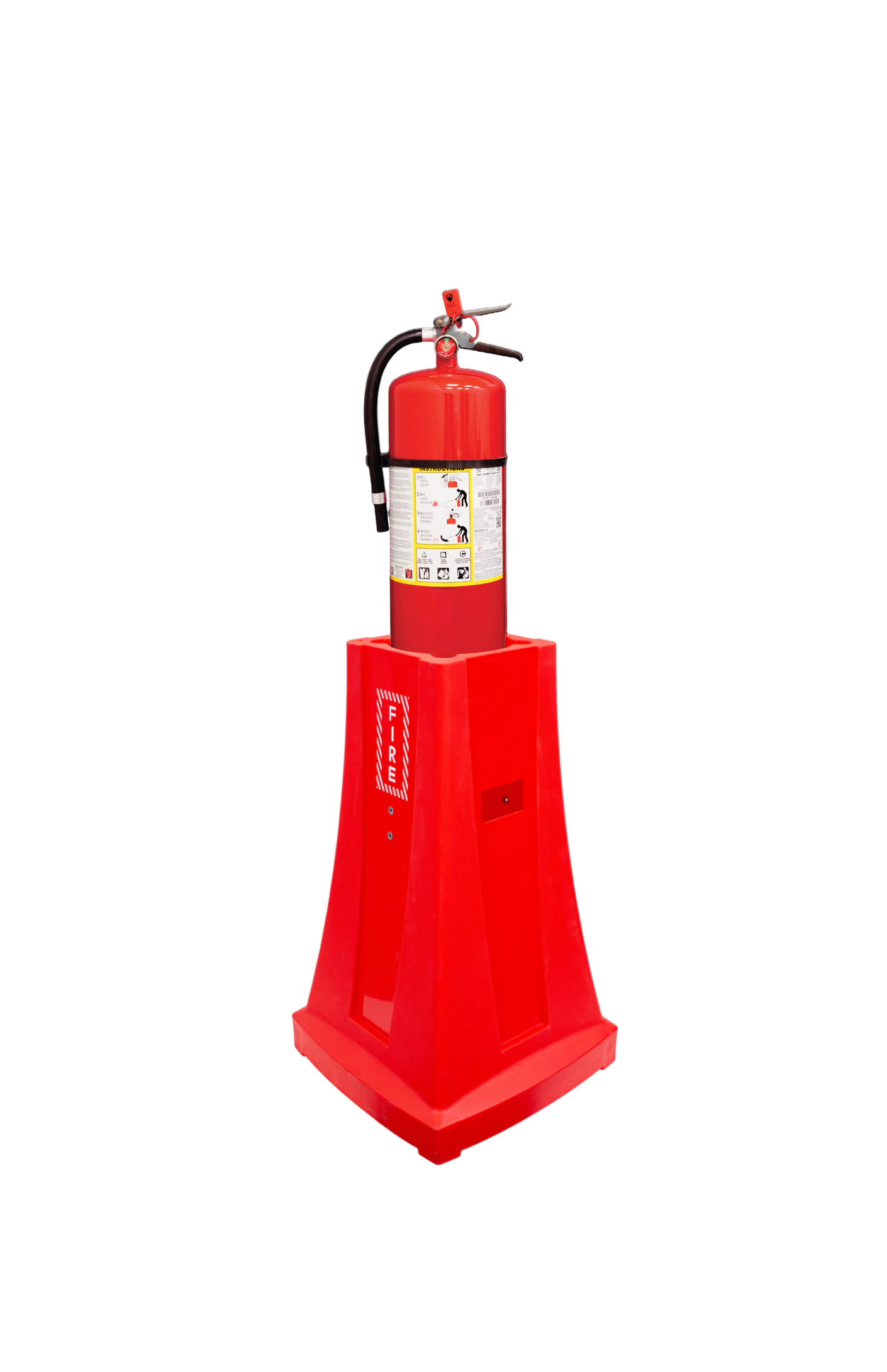 Red fire extinguisher stand