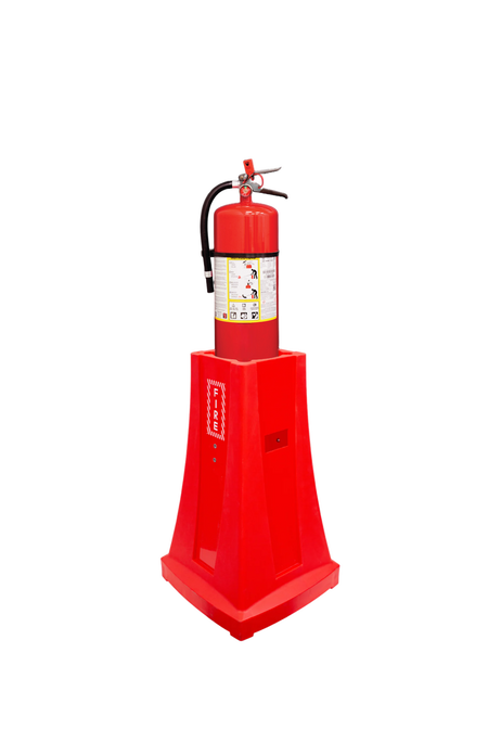 Red fire extinguisher stand