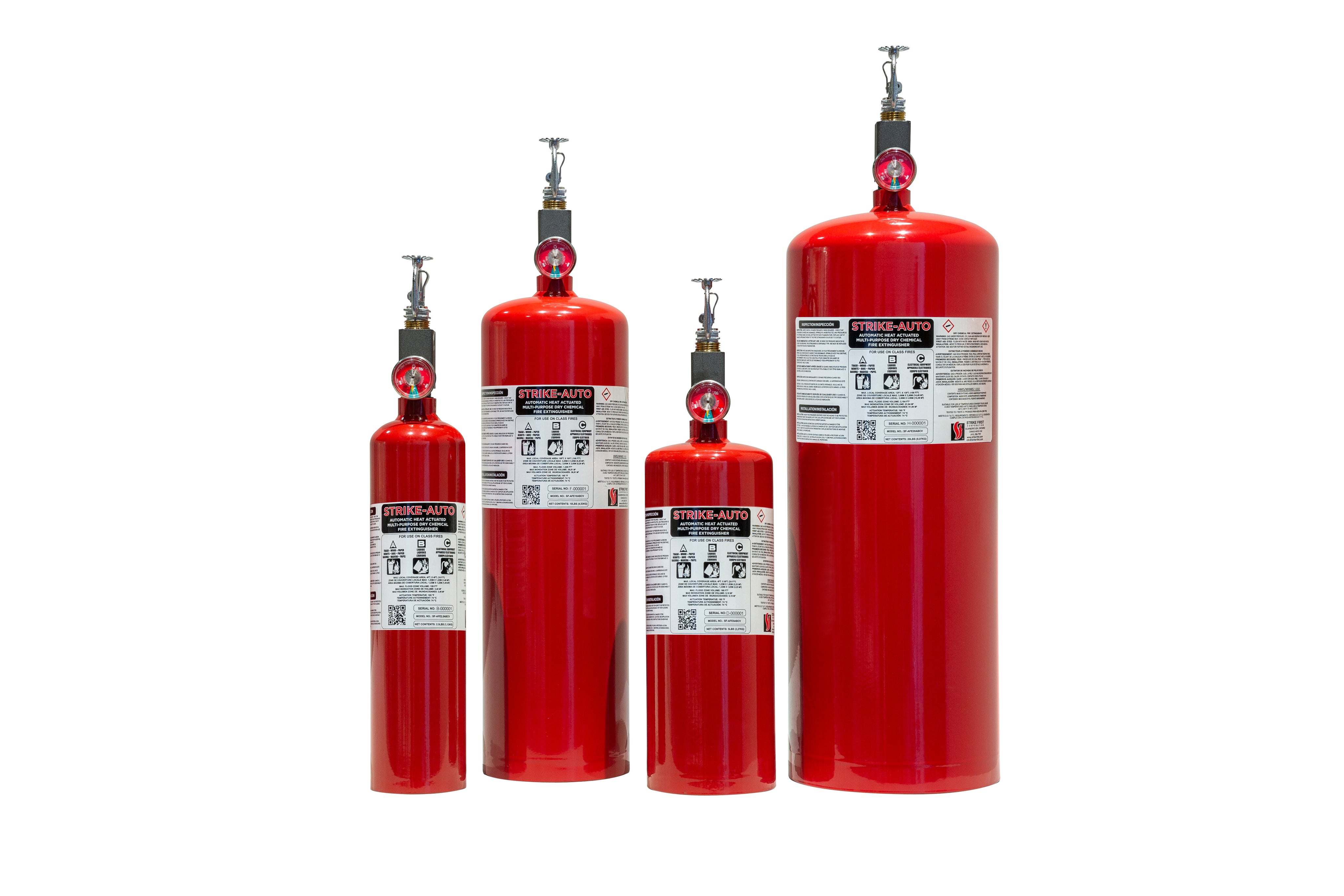 Group of Strike First 10lb (ABC) Automatic Heat Actuated Vertical Fire Extinguisher