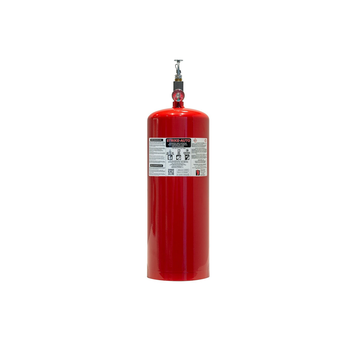 Red Strike First 20lb (ABC) Automatic Heat Actuated Vertical Fire Extinguisher Side Image on white background