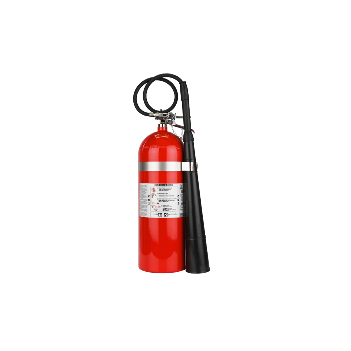 Red Strike First 20lb Carbon Dioxide (CO2) 10BC Fire Extinguisher Complete w/ Wall Hook on White Background
