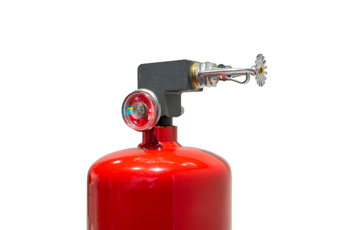 Red Strike First 5lb (ABC) Automatic Heat Actuated Horizontal Fire Extinguisher head image on white background