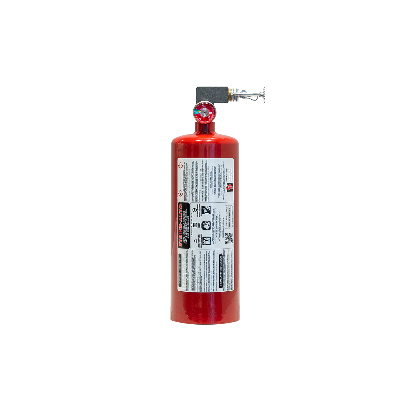 Red Strike First 5lb (ABC) Automatic Heat Actuated Horizontal Fire Extinguisher side image on white background