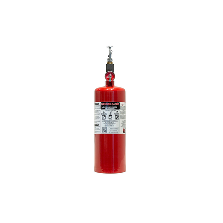 Red Strike First 5lb (ABC) Automatic Heat Actuated Vertical Fire Extinguisher Side Image on white background