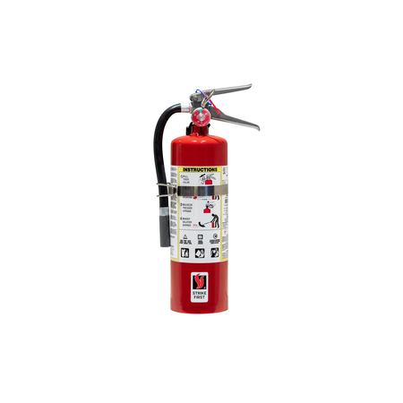 Red Strike First 5lb Multi-Purpose (ABC) 3A40BC Fire Extinguisher Complete w/ Vehicle Bracket on white background