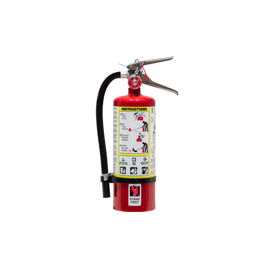 Red Strike First 5lb Multi-Purpose Dry (ABC) 3A10BC Fire Extinguisher Comple w/ Vehicle Bracket on white background