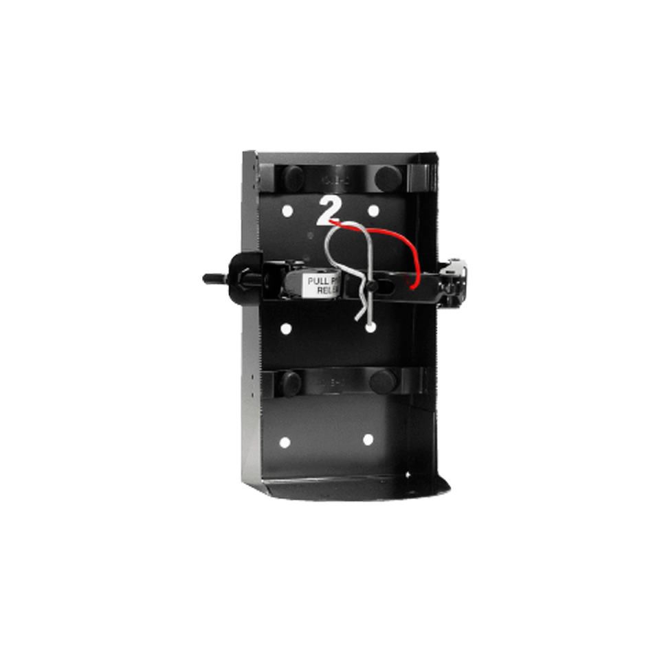 Black Strike First HDVB-2 - Heavy Duty Vehicle Bracket (Dia. 5" - 6") for 10LB ABC Fire Extinguisher on white background