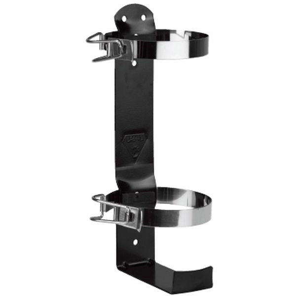 Black Strike First UP5-MD - Medium Duty Vehicle/Marine Bracket for 5LB ABC Fire Extinguisher (2 x Straps) on white background