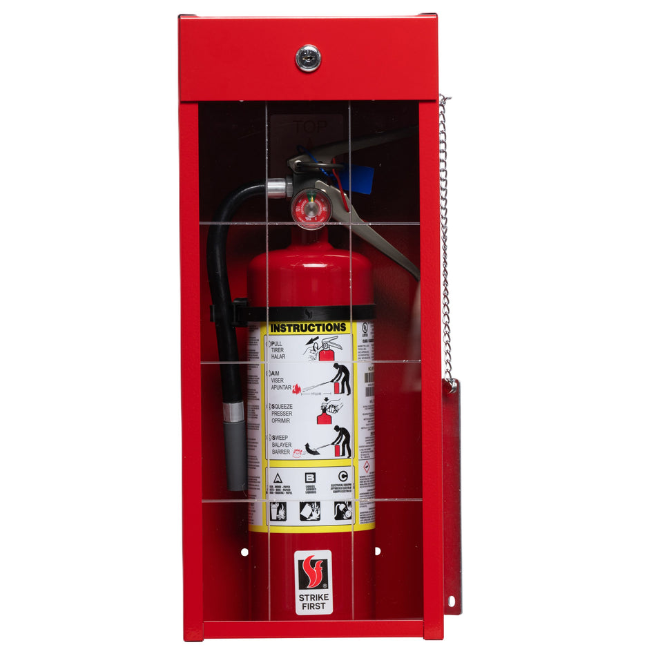 Red Williams Brothers C-999R - 10lb Dry Chemical Fire Extinguisher Complete, Galvanized / Red Finish - Surface Mounted with product not included on white background
